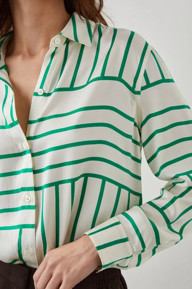 Tops Women Rails Mara Shirt Green Line Art
