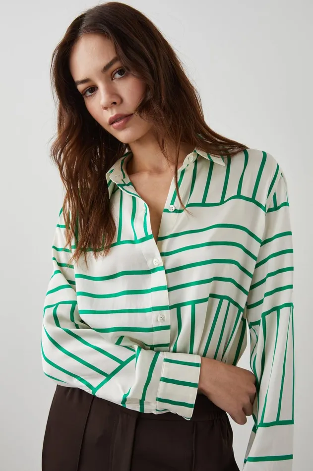Tops Women Rails Mara Shirt Green Line Art