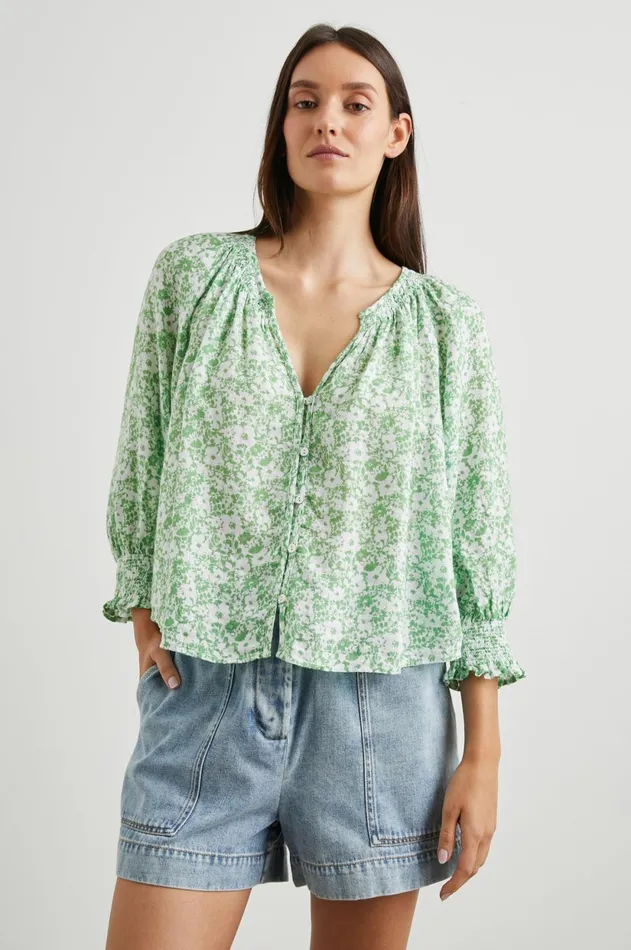 Tops Women Rails Mariah Top Green Texture Floral