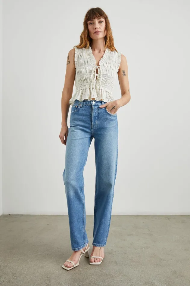 Tops Women Rails Martine Top Ivory Seersucker