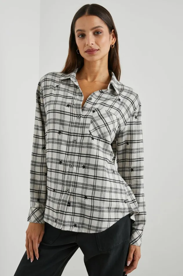 Tops Women Rails Milo Shirt Ivory Check Stars