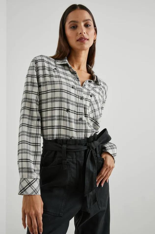 Tops Women Rails Milo Shirt Ivory Check Stars