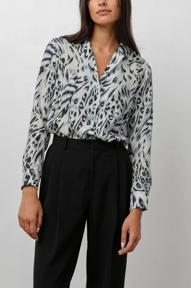 Tops Women Rails Rebel Shirt Ivory Snow Leopard