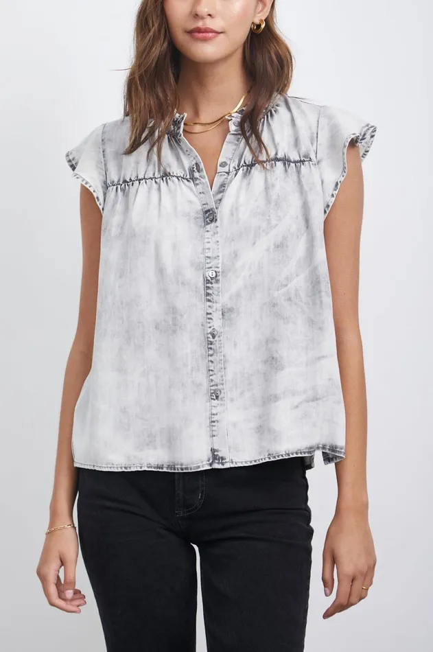 Tops Women Rails Ruthie Top Charcoal Cloud Wash