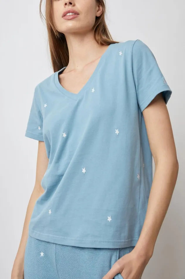 Tops Women Rails The Cara V Neck TShirt Aqua Stars