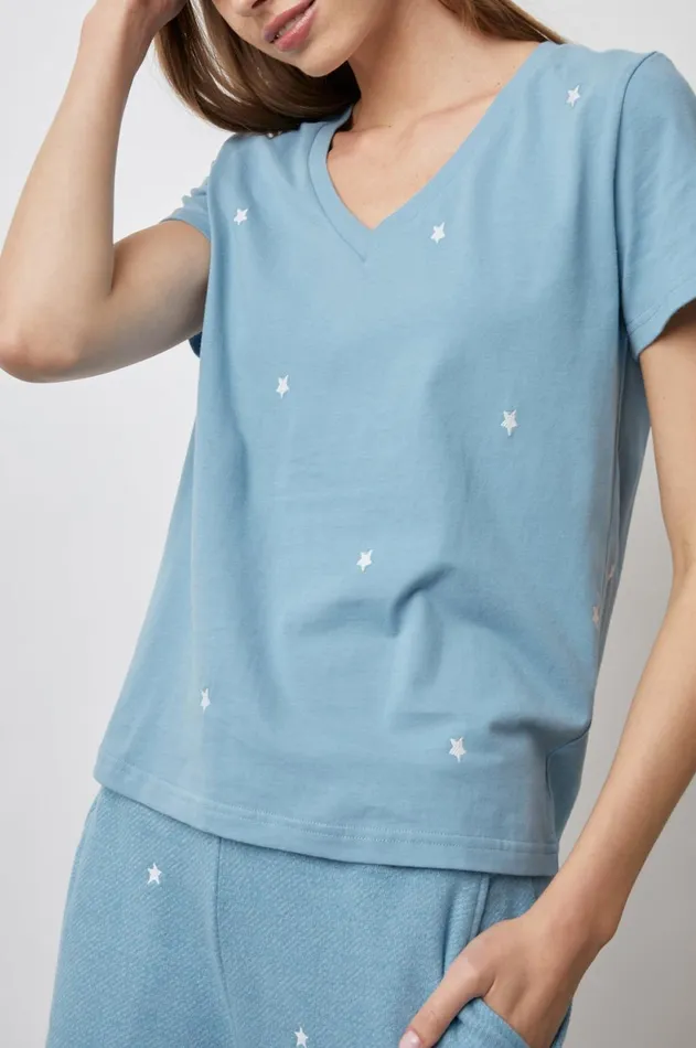 Tops Women Rails The Cara V Neck TShirt Aqua Stars