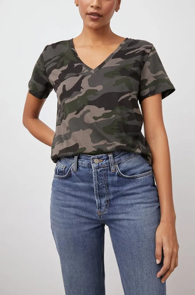 Tops Women Rails The Cara V Neck TShirt Forest Camo