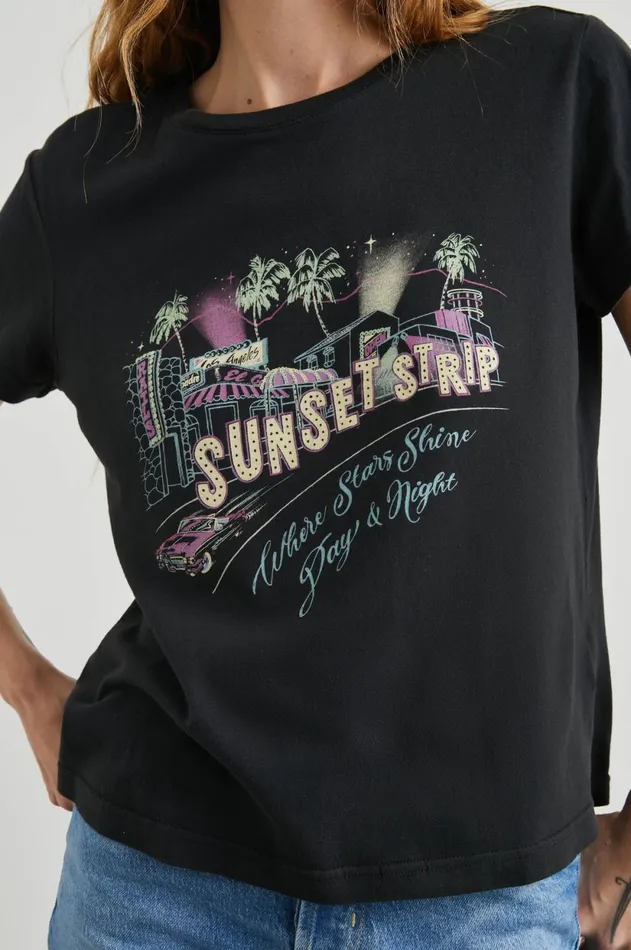 Tops Women Rails The Classic Crew TShirt Sunset Strip Washed Black