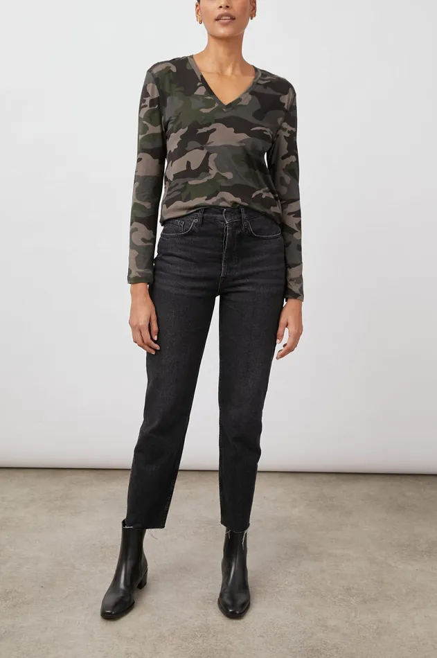 Tops Women Rails The Sami Long Sleeve V TShirt Forest Camo