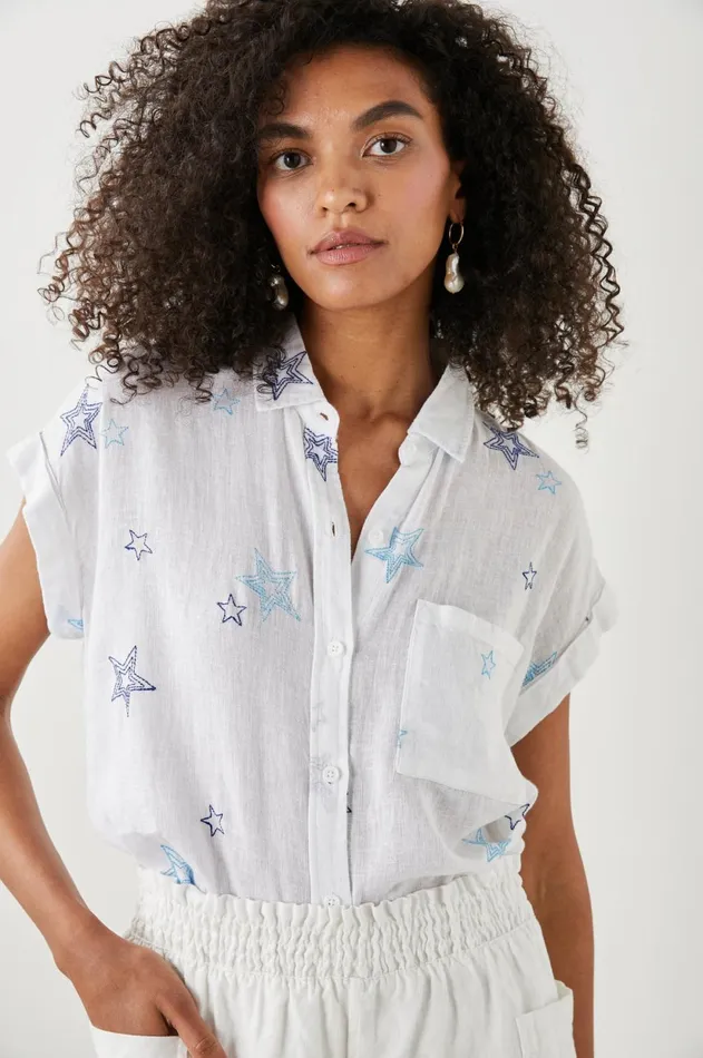 Tops Women Rails Whitney Shirt Navy Stitched Stars