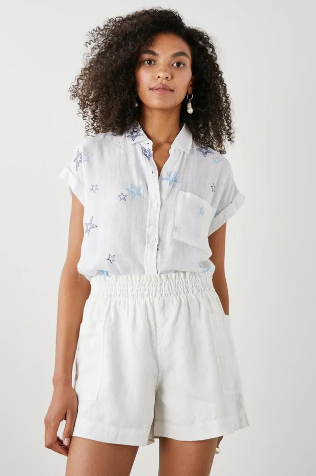 Tops Women Rails Whitney Shirt Navy Stitched Stars