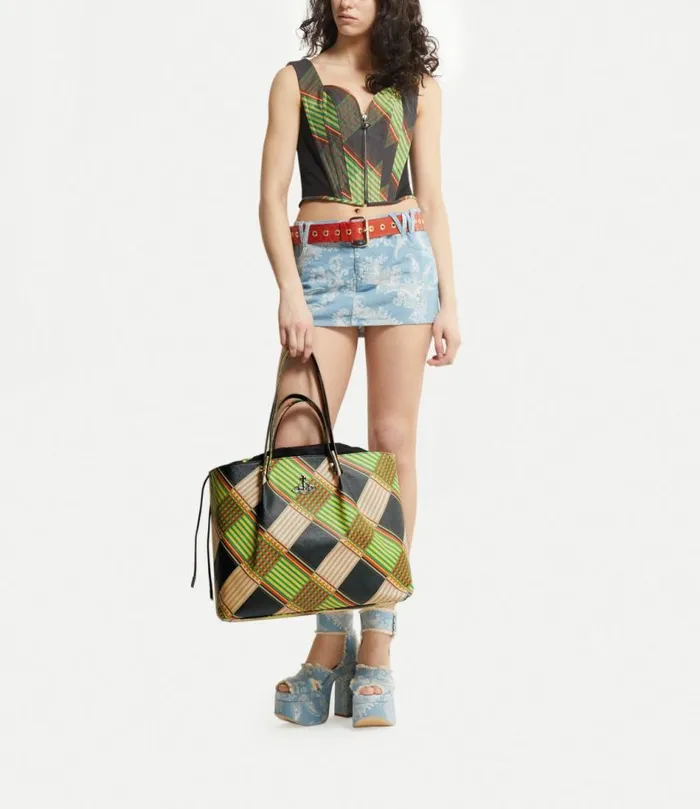 Totebags Women Vivienne Westwood Tina Tote Bag In CombatTartan