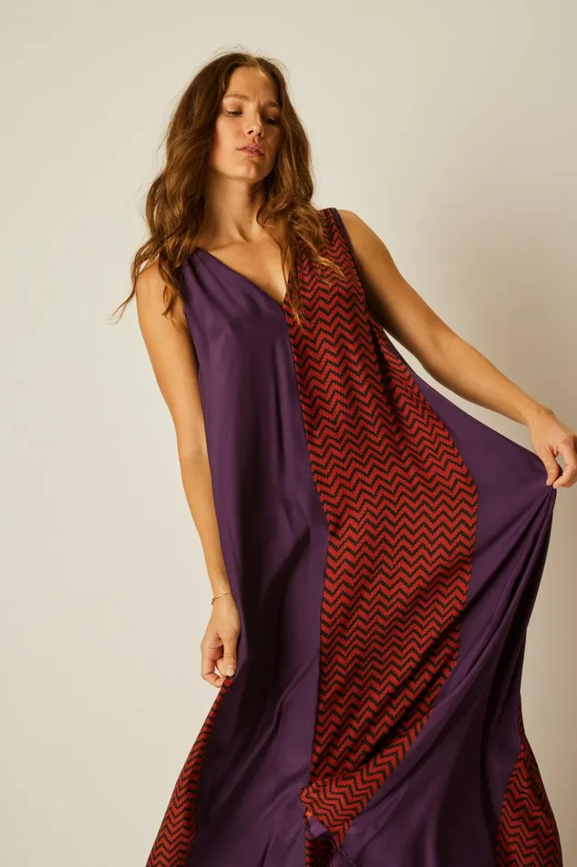 Tova Maxi Block Zigzag Aubergine Women Natalie Martin Dresses