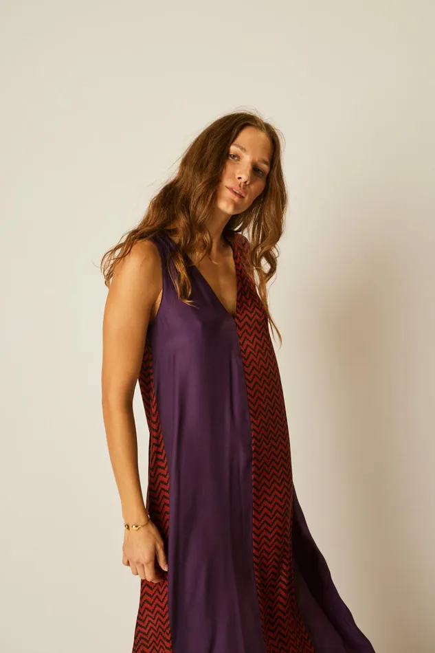 Tova Maxi Block Zigzag Aubergine Women Natalie Martin Dresses