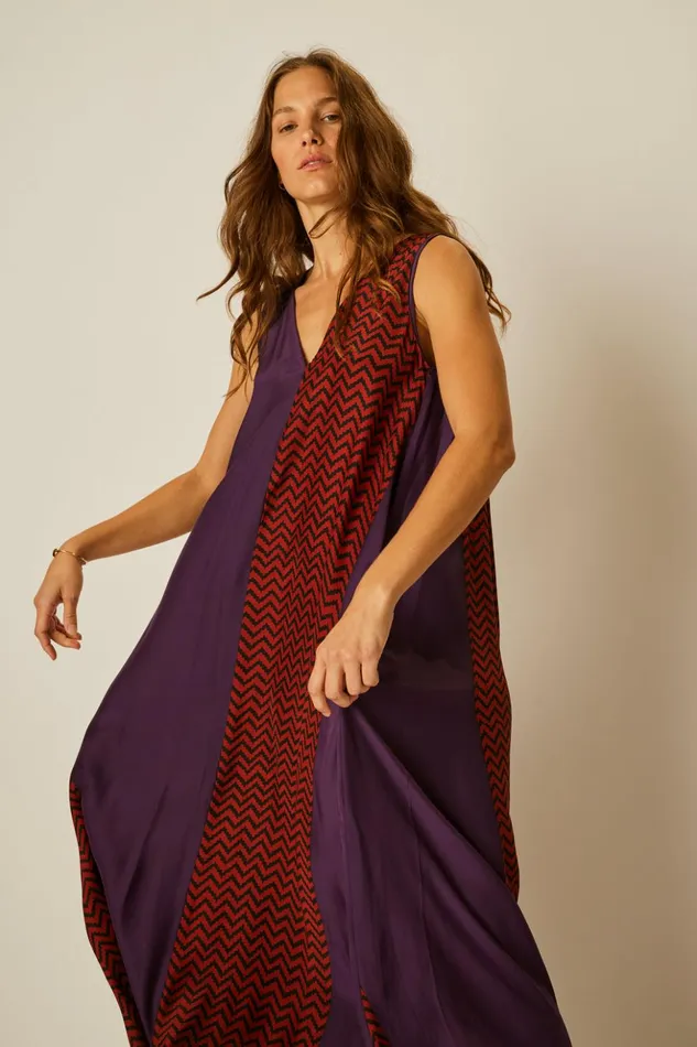 Tova Maxi Block Zigzag Aubergine Women Natalie Martin Dresses