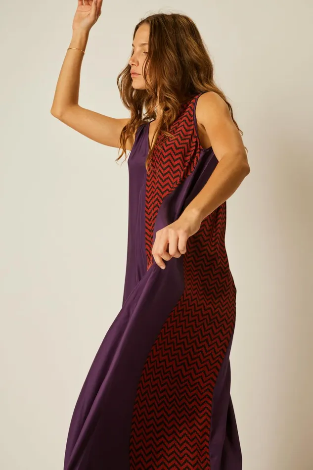 Tova Maxi Block Zigzag Aubergine Women Natalie Martin Dresses