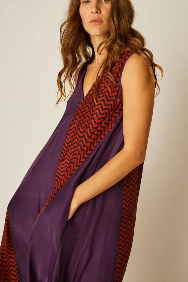 Tova Maxi Block Zigzag Aubergine Women Natalie Martin Dresses
