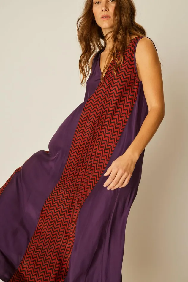 Tova Maxi Block Zigzag Aubergine Women Natalie Martin Dresses