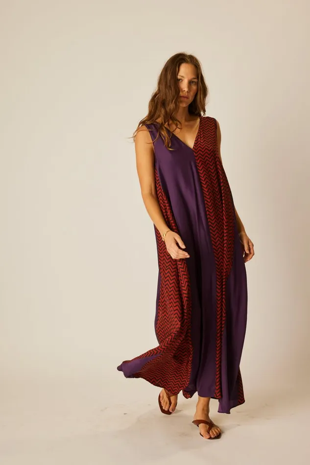 Tova Maxi Block Zigzag Aubergine Women Natalie Martin Dresses