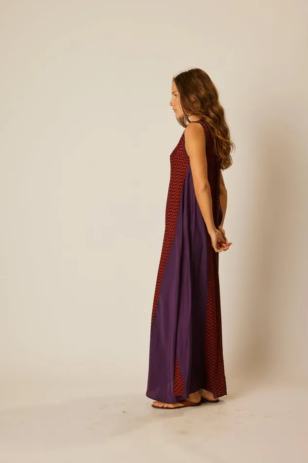 Tova Maxi Block Zigzag Aubergine Women Natalie Martin Dresses