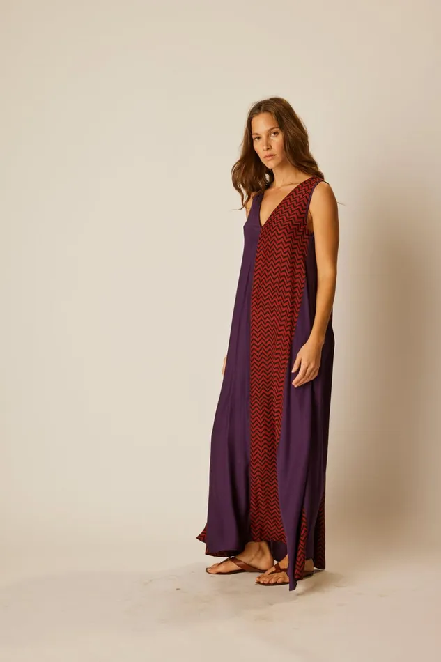 Tova Maxi Block Zigzag Aubergine Women Natalie Martin Dresses