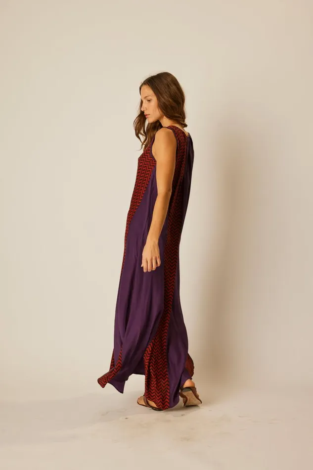 Tova Maxi Block Zigzag Aubergine Women Natalie Martin Dresses