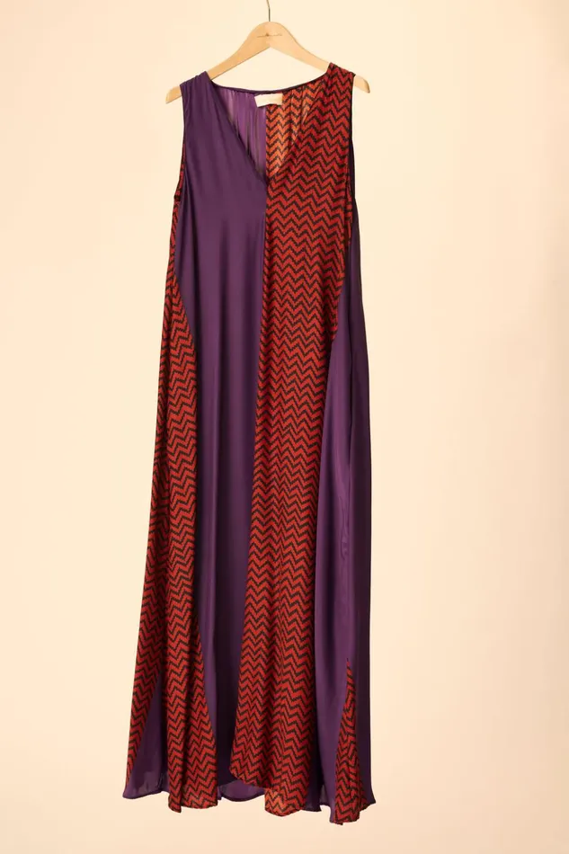 Tova Maxi Block Zigzag Aubergine Women Natalie Martin Dresses