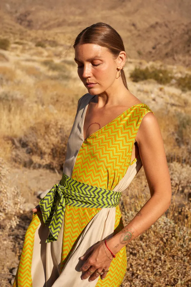 Tova Maxi Block Zigzag Tangerine Women Natalie Martin Dresses