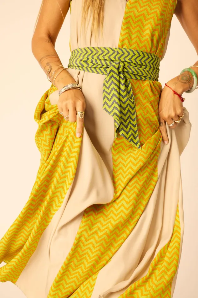 Tova Maxi Block Zigzag Tangerine Women Natalie Martin Dresses