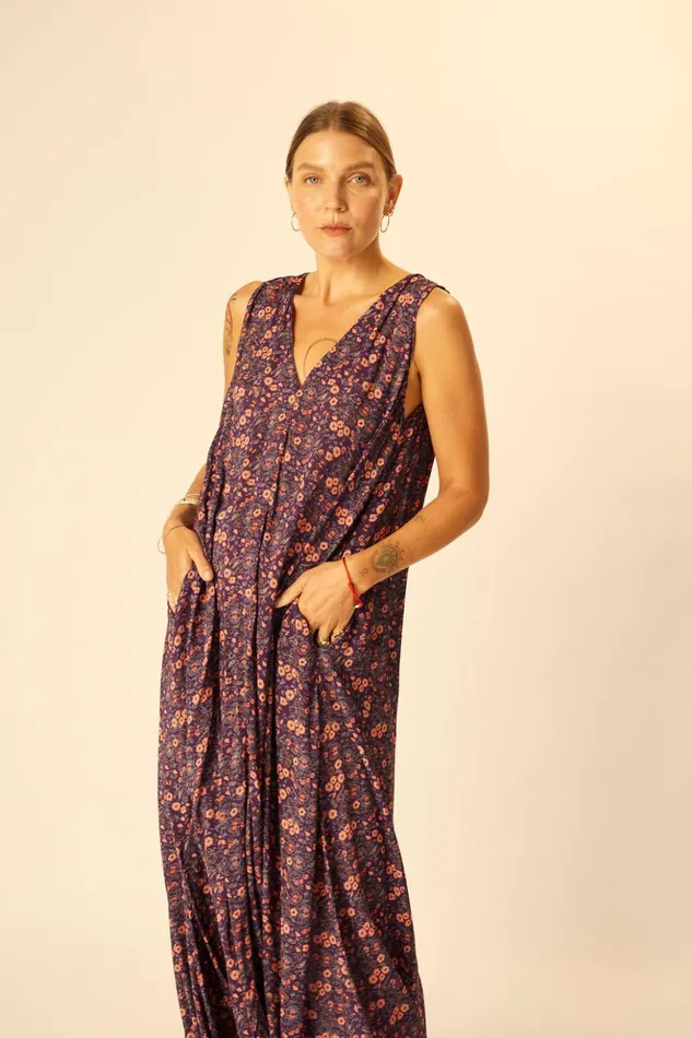 Tova Maxi Petite Fleur Aubergine Women Natalie Martin Dresses