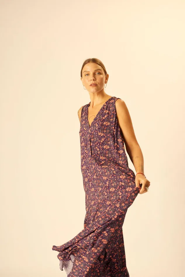 Tova Maxi Petite Fleur Aubergine Women Natalie Martin Dresses