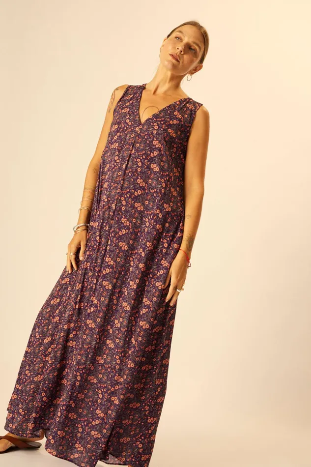 Tova Maxi Petite Fleur Aubergine Women Natalie Martin Dresses