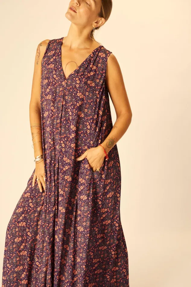 Tova Maxi Petite Fleur Aubergine Women Natalie Martin Dresses