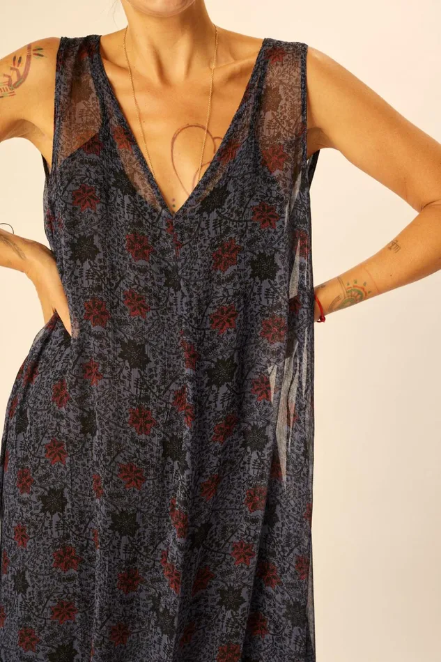 Tova Maxi Snowflake Steel Blue Women Natalie Martin Dresses