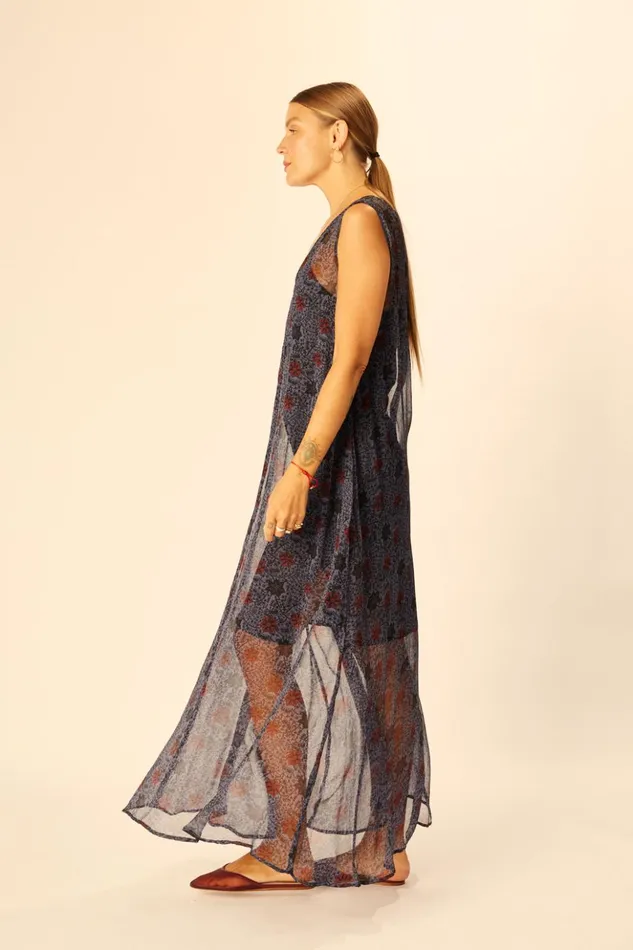 Tova Maxi Snowflake Steel Blue Women Natalie Martin Dresses