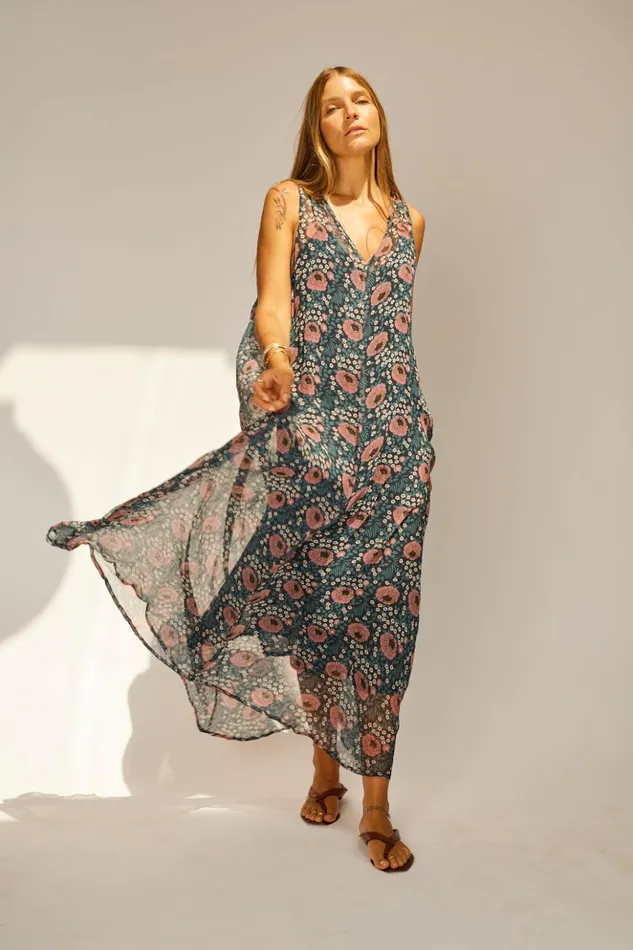 Tova Maxi Vintage Flowers Indigo Women Natalie Martin Dresses