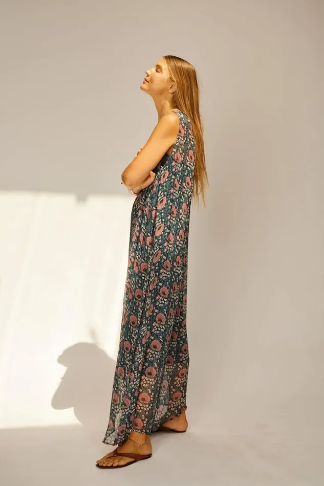 Tova Maxi Vintage Flowers Indigo Women Natalie Martin Dresses