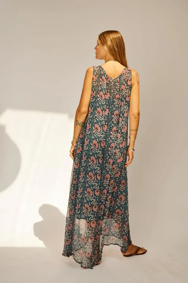 Tova Maxi Vintage Flowers Indigo Women Natalie Martin Dresses