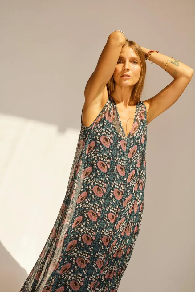 Tova Maxi Vintage Flowers Indigo Women Natalie Martin Dresses