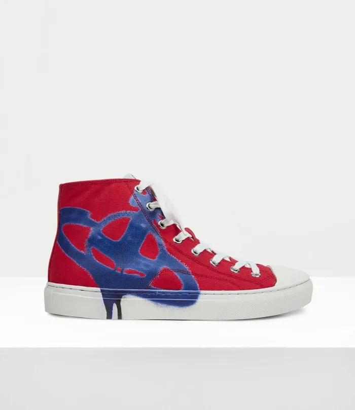 Trainers Men Vivienne Westwood HighTop Plimsoll Trainers In RedBlueOrb