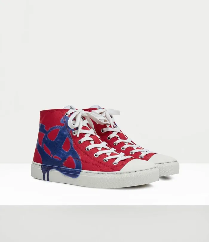 Trainers Men Vivienne Westwood HighTop Plimsoll Trainers In RedBlueOrb