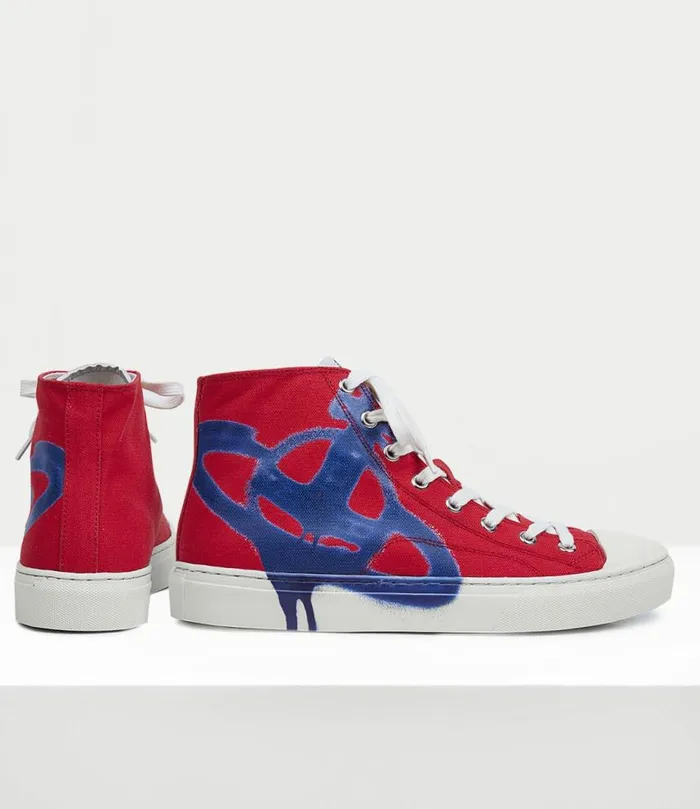 Trainers Men Vivienne Westwood HighTop Plimsoll Trainers In RedBlueOrb