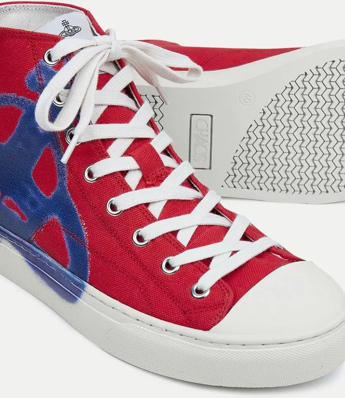 Trainers Men Vivienne Westwood HighTop Plimsoll Trainers In RedBlueOrb