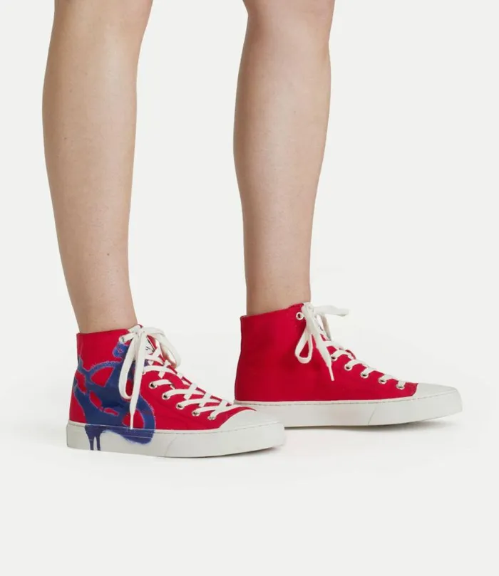 Trainers Men Vivienne Westwood HighTop Plimsoll Trainers In RedBlueOrb