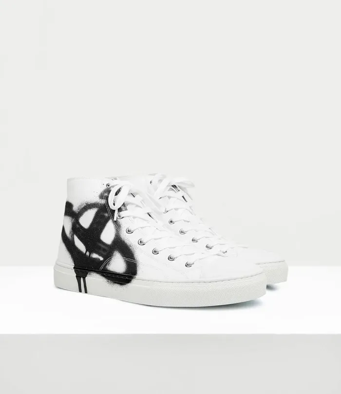 Trainers Men Vivienne Westwood HighTop Plimsoll Trainers In WhiteBlackOrb
