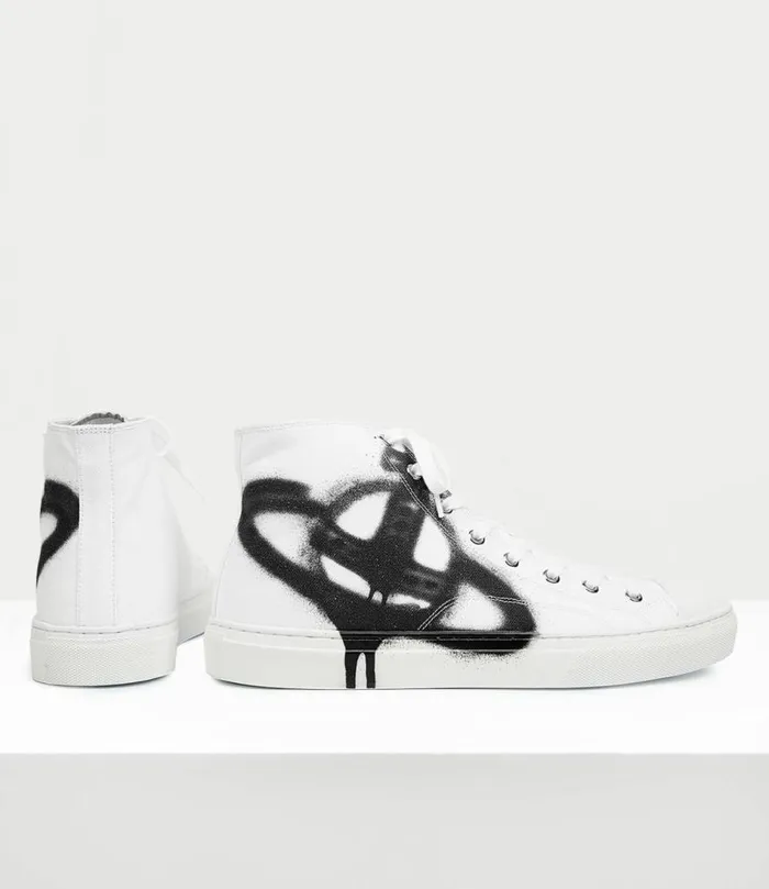 Trainers Men Vivienne Westwood HighTop Plimsoll Trainers In WhiteBlackOrb