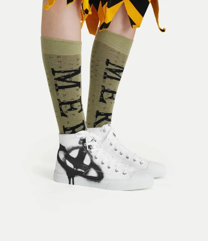 Trainers Men Vivienne Westwood HighTop Plimsoll Trainers In WhiteBlackOrb