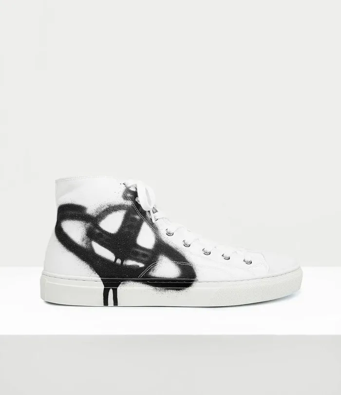 Trainers Women Vivienne Westwood HighTop Plimsoll Trainers In WhiteBlackOrb
