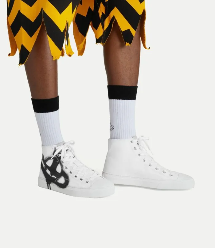 Trainers Women Vivienne Westwood HighTop Plimsoll Trainers In WhiteBlackOrb
