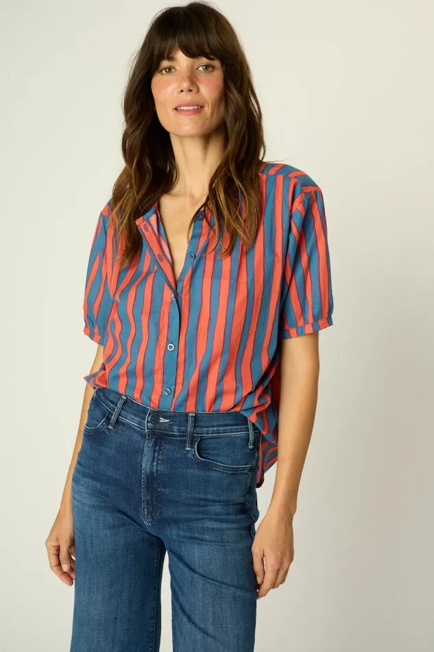 Violet Top Batik Stripe Blood Orage Women Natalie Martin Tops
